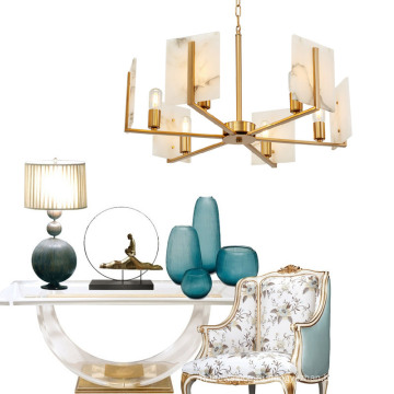 Современный роскошный каменный светодиодный металлический подвесной светильник золотого цвета, подвесной светильник для столовой